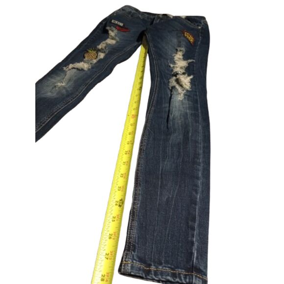 Harmony & Havoc Juniors Size 5 Straight Leg Destressed Blue Jeans - Picture 4 of 9